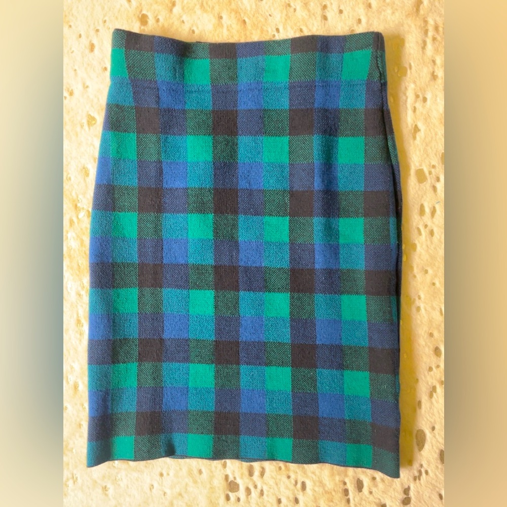Chaps Blue & Green Plaid Pencil Skirt S